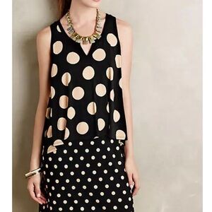 Anthropologie Maeve Layered Davina Polka Dot Tan SZ M Women’s Swingy Bodice